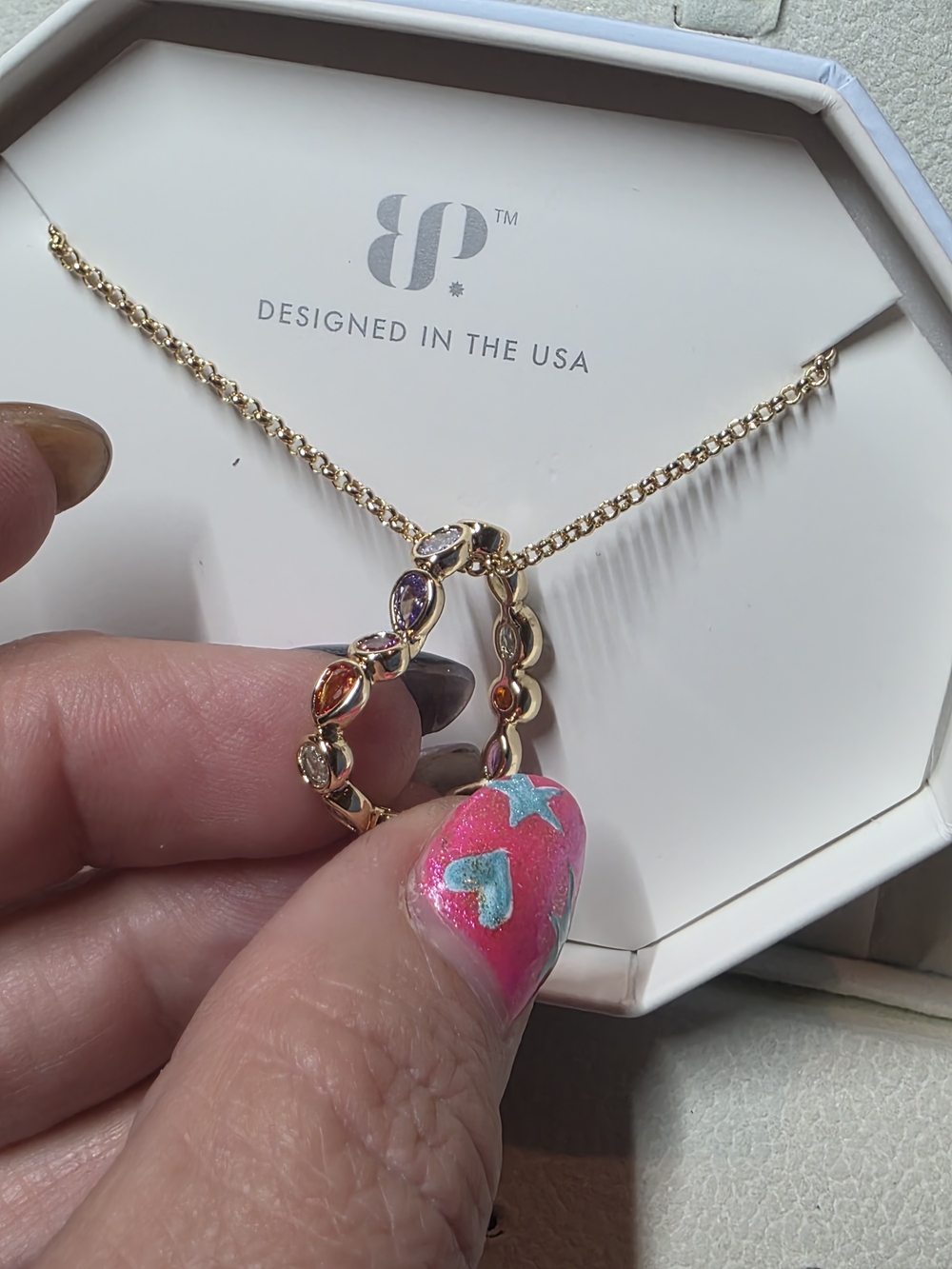 Gold Multistone Heart Necklace - BP